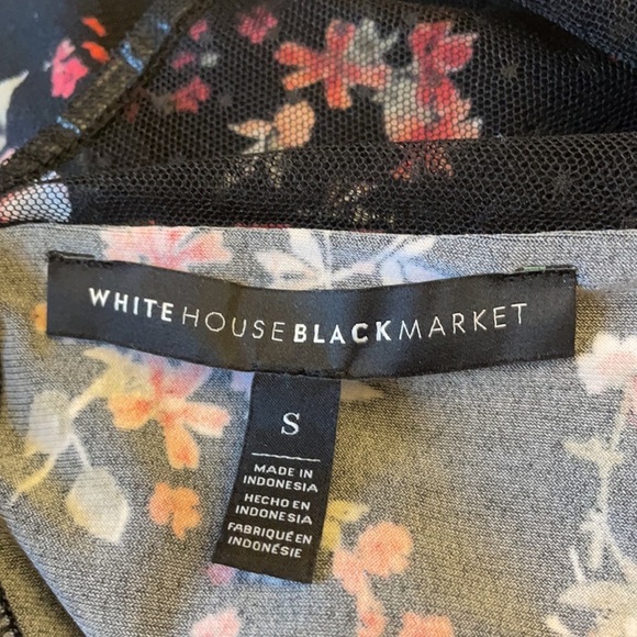 NWOT WHBM Floral print / mesh dot / blouse tiered bell sleeves stretch Small - Picture 8 of 12